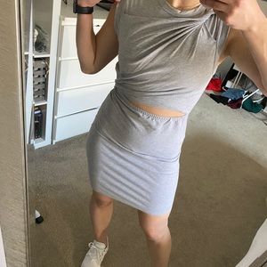 Gray cute dress with cutout in front